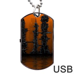 Skyline Future Graphic Sketchbook Dog Tag Usb Flash (one Side) by Pakrebo