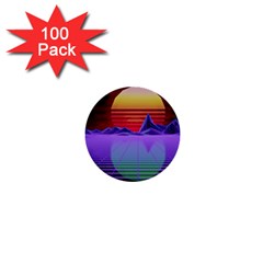 Synthwave Retrowave Synth 1  Mini Buttons (100 Pack)  by Pakrebo