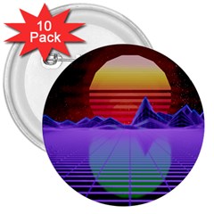 Synthwave Retrowave Synth 3  Buttons (10 Pack)  by Pakrebo