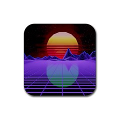 Synthwave Retrowave Synth Rubber Coaster (square)  by Pakrebo