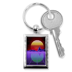 Synthwave Retrowave Synth Key Chain (rectangle) by Pakrebo