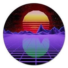 Synthwave Retrowave Synth Magnet 5  (round) by Pakrebo