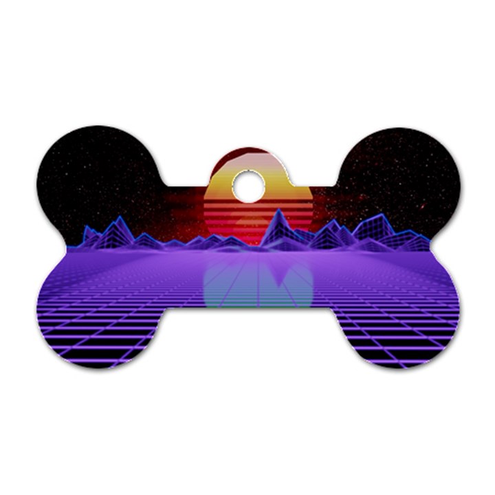 Synthwave Retrowave Synth Dog Tag Bone (One Side)