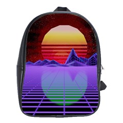 Synthwave Retrowave Synth School Bag (large) by Pakrebo