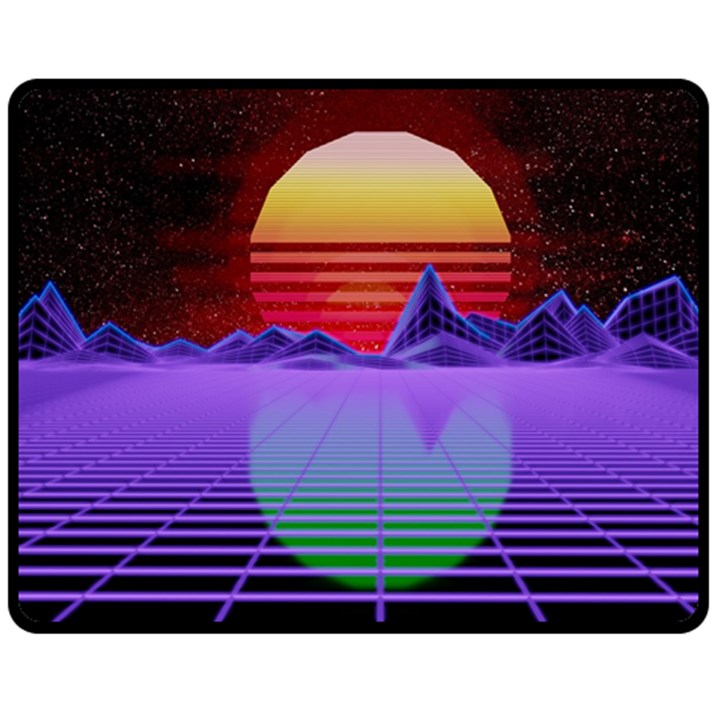 Synthwave Retrowave Synth Fleece Blanket (Medium) 