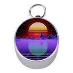 Synthwave Retrowave Synth Mini Silver Compasses Front