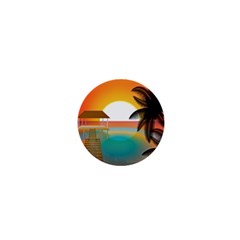 Sunset Beach Beach Palm Ocean 1  Mini Magnets by Pakrebo