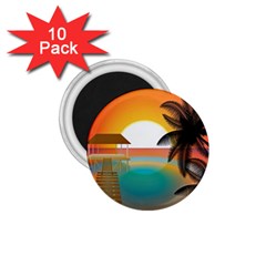 Sunset Beach Beach Palm Ocean 1 75  Magnets (10 Pack)  by Pakrebo