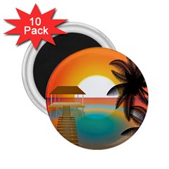 Sunset Beach Beach Palm Ocean 2 25  Magnets (10 Pack)  by Pakrebo