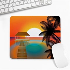 Sunset Beach Beach Palm Ocean Large Mousepads by Pakrebo