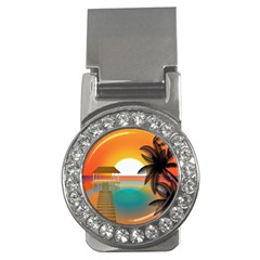 Sunset Beach Beach Palm Ocean Money Clips (cz)  by Pakrebo