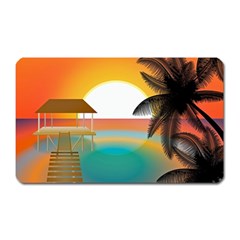 Sunset Beach Beach Palm Ocean Magnet (rectangular) by Pakrebo