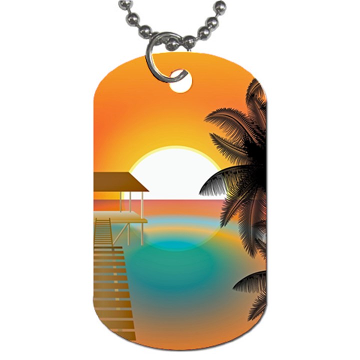 Sunset Beach Beach Palm Ocean Dog Tag (One Side)