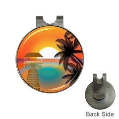 Sunset Beach Beach Palm Ocean Hat Clips With Golf Markers by Pakrebo