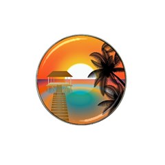 Sunset Beach Beach Palm Ocean Hat Clip Ball Marker by Pakrebo