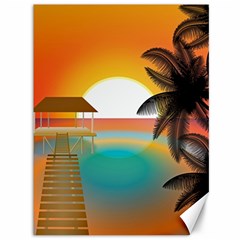 Sunset Beach Beach Palm Ocean Canvas 36  X 48  by Pakrebo