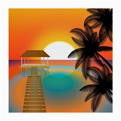 Sunset Beach Beach Palm Ocean Medium Glasses Cloth (2 Sides) by Pakrebo