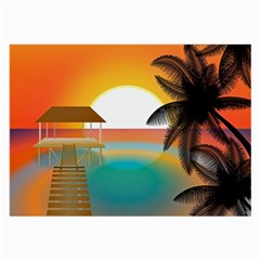 Sunset Beach Beach Palm Ocean Large Glasses Cloth (2 Sides) by Pakrebo