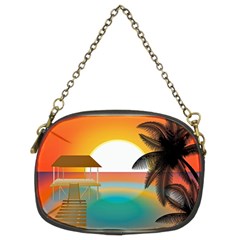 Sunset Beach Beach Palm Ocean Chain Purse (two Sides) by Pakrebo