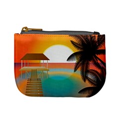 Sunset Beach Beach Palm Ocean Mini Coin Purse by Pakrebo