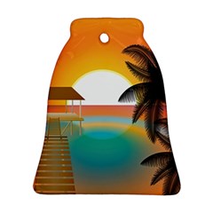 Sunset Beach Beach Palm Ocean Ornament (bell) by Pakrebo