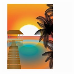 Sunset Beach Beach Palm Ocean Large Garden Flag (two Sides) by Pakrebo