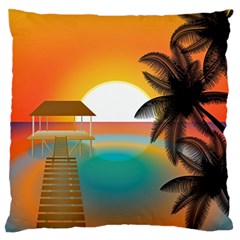 Sunset Beach Beach Palm Ocean Standard Flano Cushion Case (two Sides) by Pakrebo