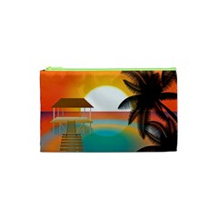 Sunset Beach Beach Palm Ocean Cosmetic Bag (xs) by Pakrebo