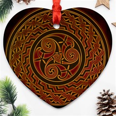 Celtic Spiritual Pattern Art Heart Ornament (two Sides) by Pakrebo