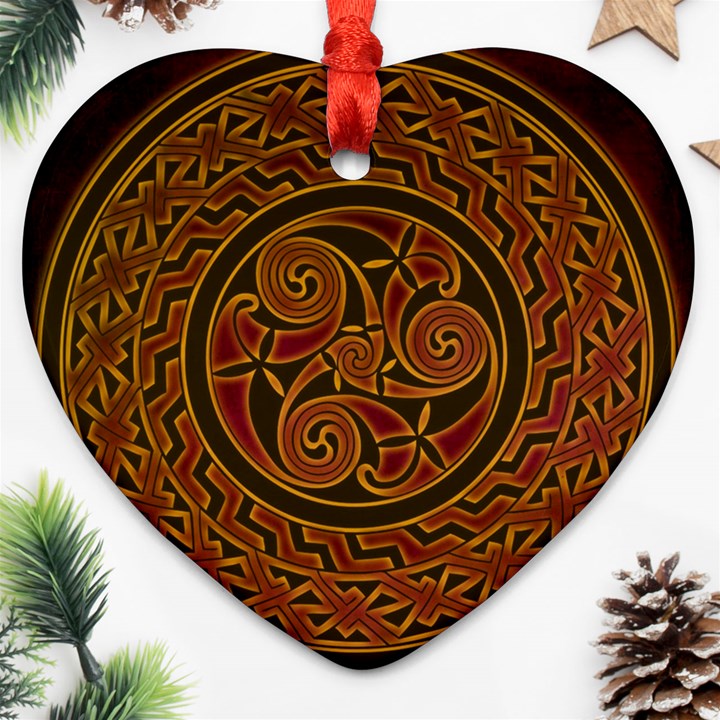 Celtic Spiritual Pattern Art Heart Ornament (Two Sides)