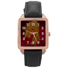 Celtic Spiritual Pattern Art Rose Gold Leather Watch  by Pakrebo