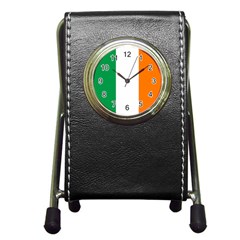 Flag Of Ireland Irish Flag Pen Holder Desk Clock by FlagGallery