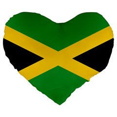 Jamaica Flag Large 19  Premium Flano Heart Shape Cushions by FlagGallery