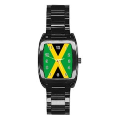 Jamaica Flag Stainless Steel Barrel Watch by FlagGallery