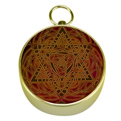 Celtic Spiritual Pattern Art Gold Compasses