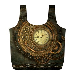 Noble Steampunk Clockwork Full Print Recycle Bag (l) by FantasyWorld7