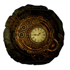 Noble Steampunk Clockwork Large 18  Premium Round Cushions by FantasyWorld7