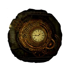 Noble Steampunk Clockwork Standard 15  Premium Flano Round Cushions by FantasyWorld7