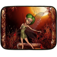 Little Fairy Dancing In The Night Fleece Blanket (mini) by FantasyWorld7