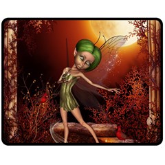 Little Fairy Dancing In The Night Double Sided Fleece Blanket (medium)  by FantasyWorld7