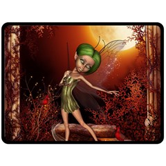 Little Fairy Dancing In The Night Double Sided Fleece Blanket (large)  by FantasyWorld7