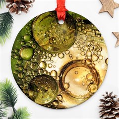 Bubbles Fantasy Green Design Round Ornament (two Sides) by Pakrebo