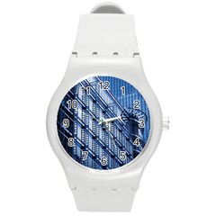 Abstract Architecture Azure Round Plastic Sport Watch (m) by Pakrebo