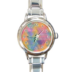 Triangle Pattern Mosaic Shape Round Italian Charm Watch by Pakrebo