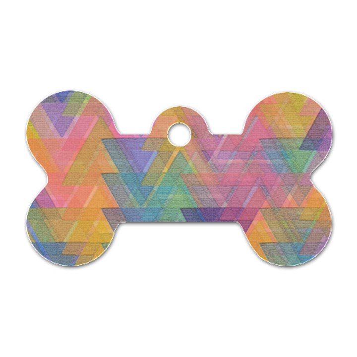 Triangle Pattern Mosaic Shape Dog Tag Bone (Two Sides)