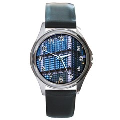 Abstract Architecture Background Round Metal Watch by Pakrebo