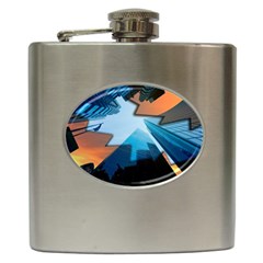 London Skyscraper Lighting Contrast Hip Flask (6 Oz) by Pakrebo