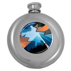 London Skyscraper Lighting Contrast Round Hip Flask (5 Oz) by Pakrebo