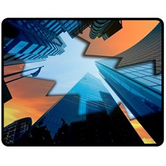 London Skyscraper Lighting Contrast Double Sided Fleece Blanket (medium)  by Pakrebo