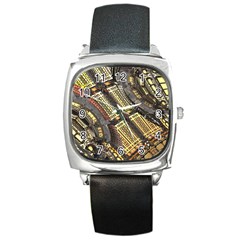 Render 3d Fractal Design Metal Square Metal Watch by Pakrebo